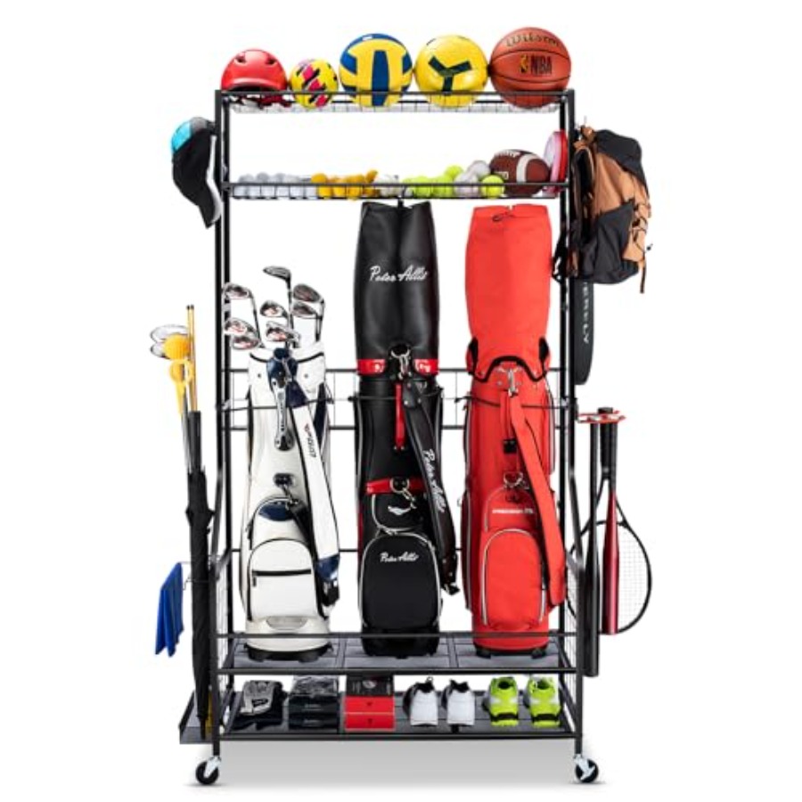 Golf Equipment Organizer For Garage - Golf Bags Storage Garage Organizer -