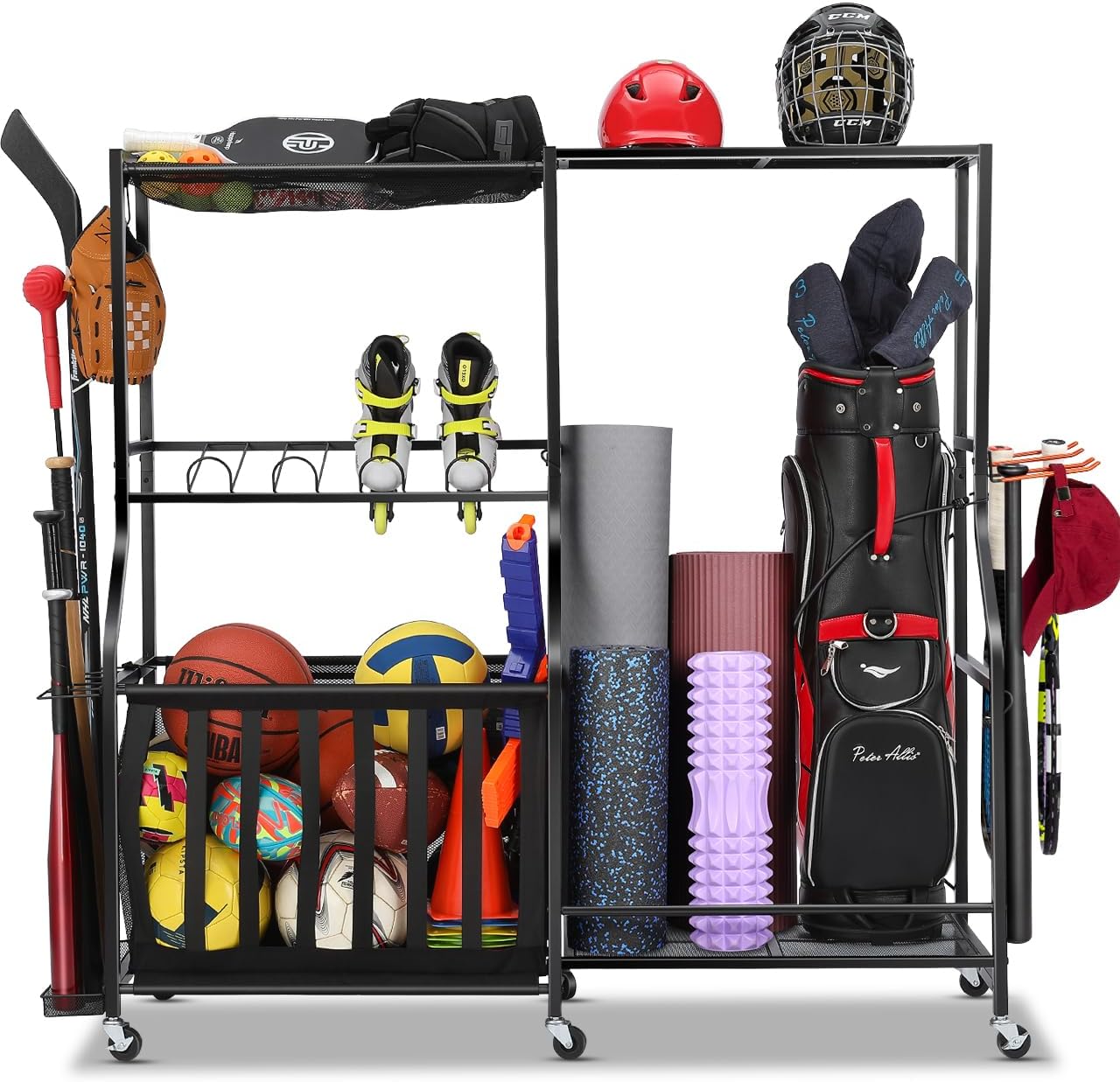 Golf Equipment Organizer For Garage - EXTCCT Garage Sports Equipment Organizer with