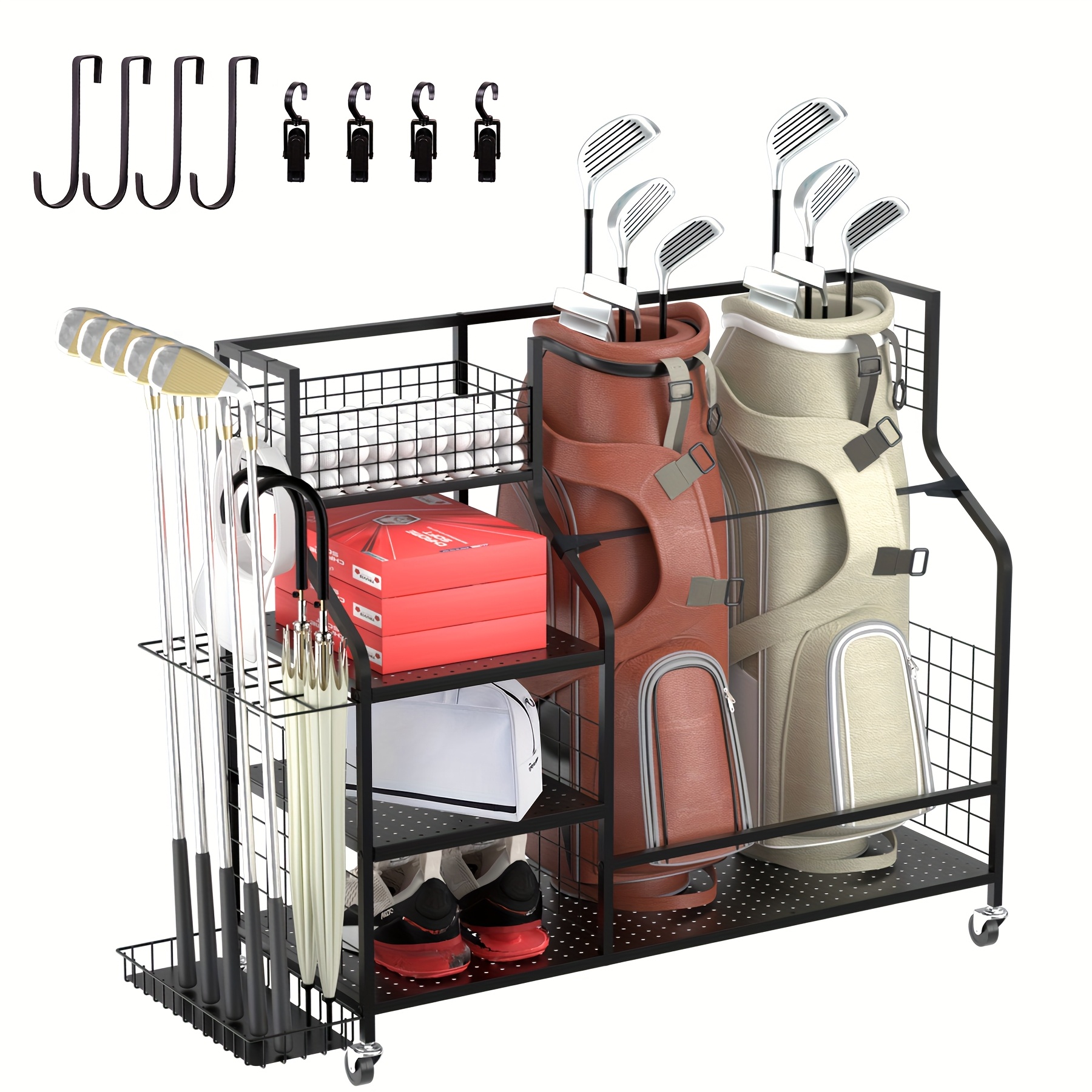 Golf Equipment Organizer For Garage - Golf Storage Rack Golf Bag Organizer