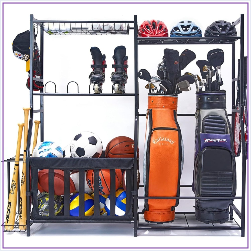 Golf Equipment Organizer For Garage - Sports Equipment Organizer, Golf Bag Stand