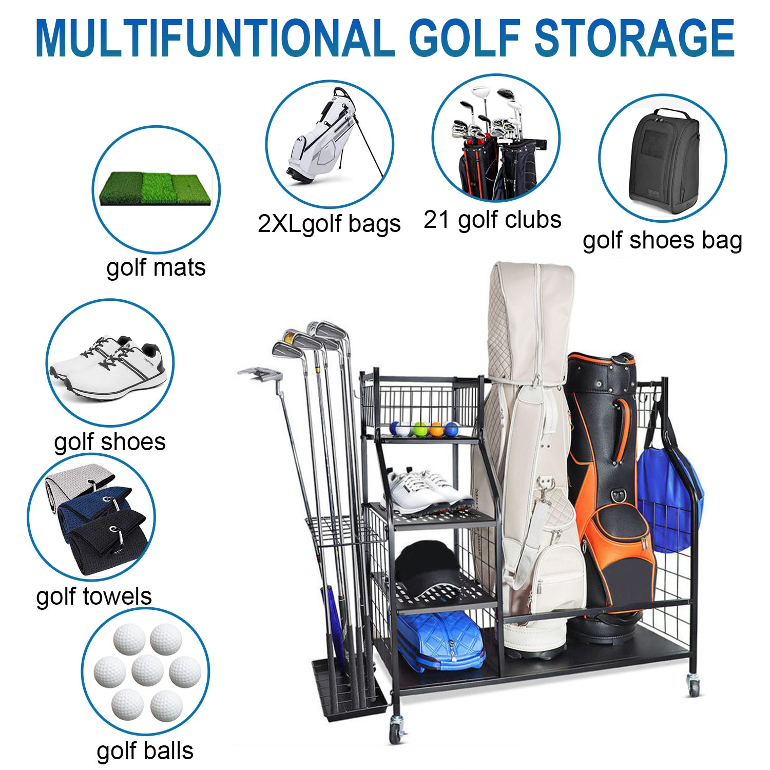 Golf Bag Storage Garage Organi - Golf Equipment Organizer For Garage incelemesi ve fiyatı