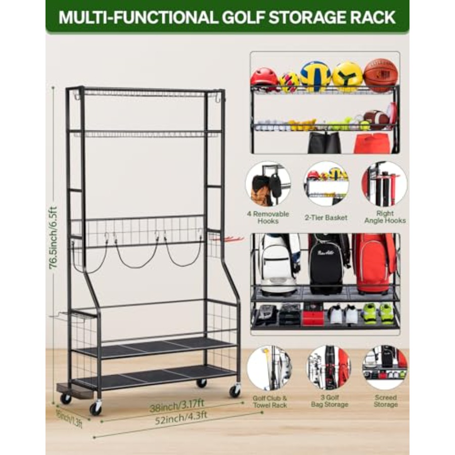 Golf Bags Storage Garage Organ - Golf Equipment Organizer For Garage incelemesi ve fiyatı