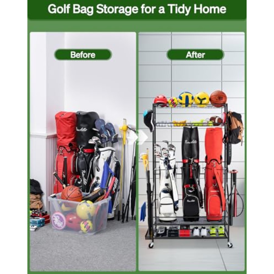 Golf Bags Storage Garage Organ - Golf Equipment Organizer For Garage incelemesi ve fiyatı