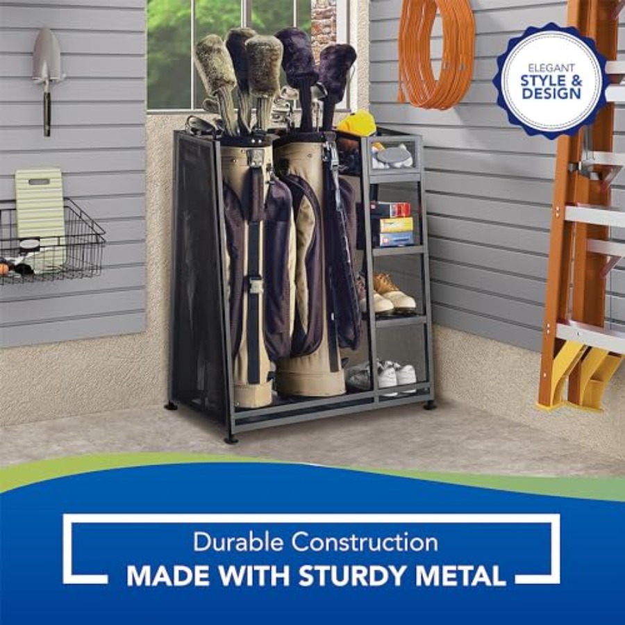 Heavy-duty metal golf bag and  - Golf Equipment Organizer For Garage incelemesi ve fiyatı