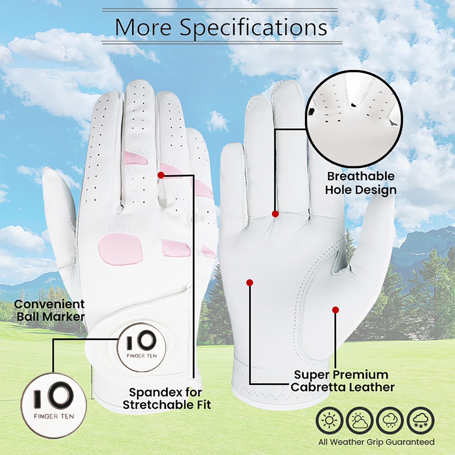 6 Pcs Rain Grip All Weather Wo - Golf Glove Cadet incelemesi ve fiyatı