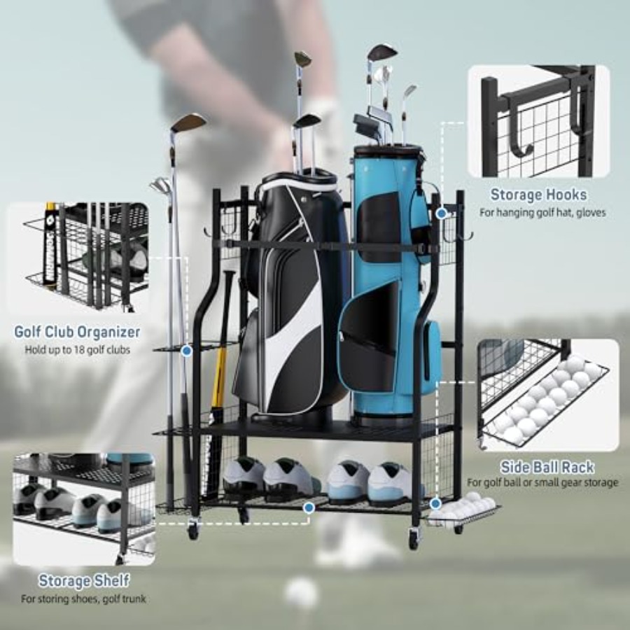 Golf Bag Storage Garage Organi - Golf Equipment Organizer For Garage incelemesi ve fiyatı