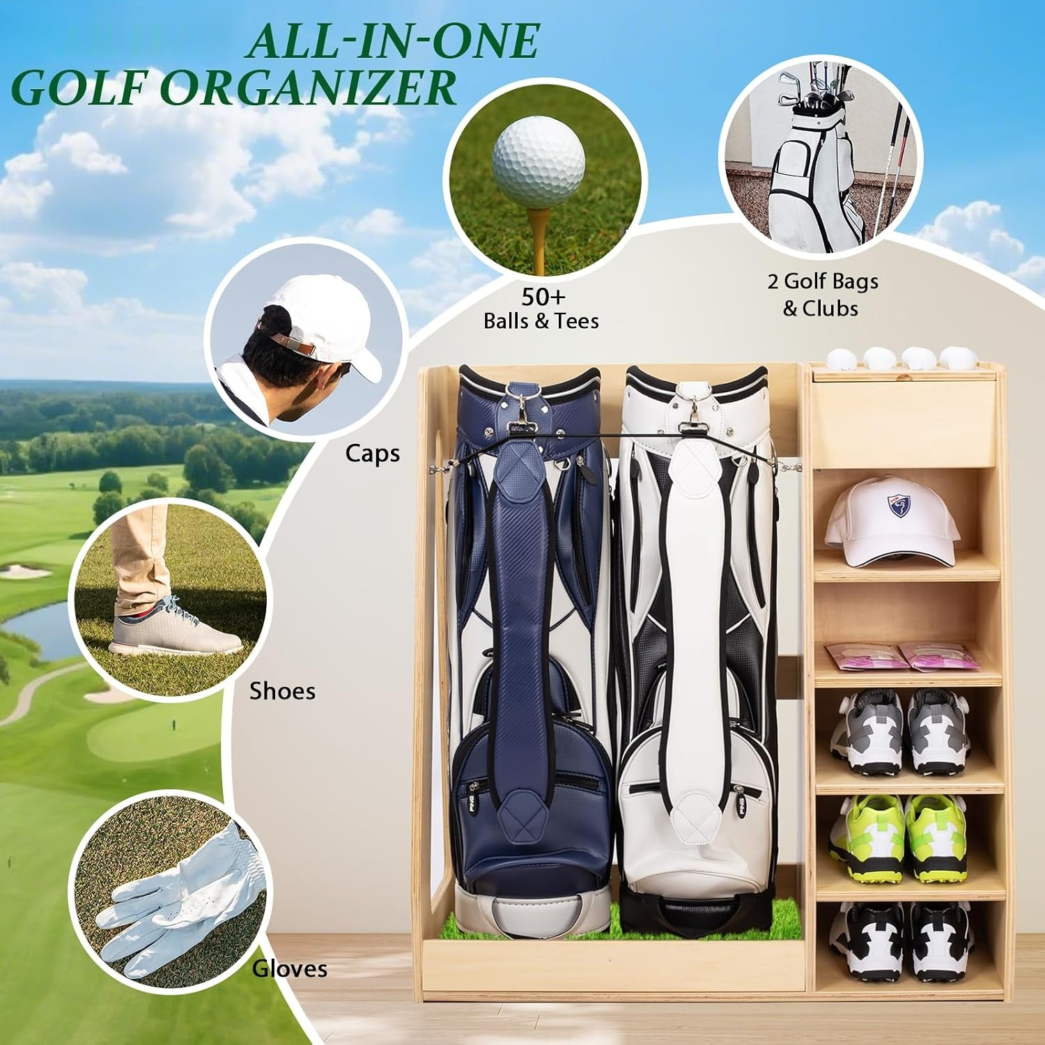 Premium Birch Plywood Golf Bag - Golf Equipment Organizer For Garage incelemesi ve fiyatı