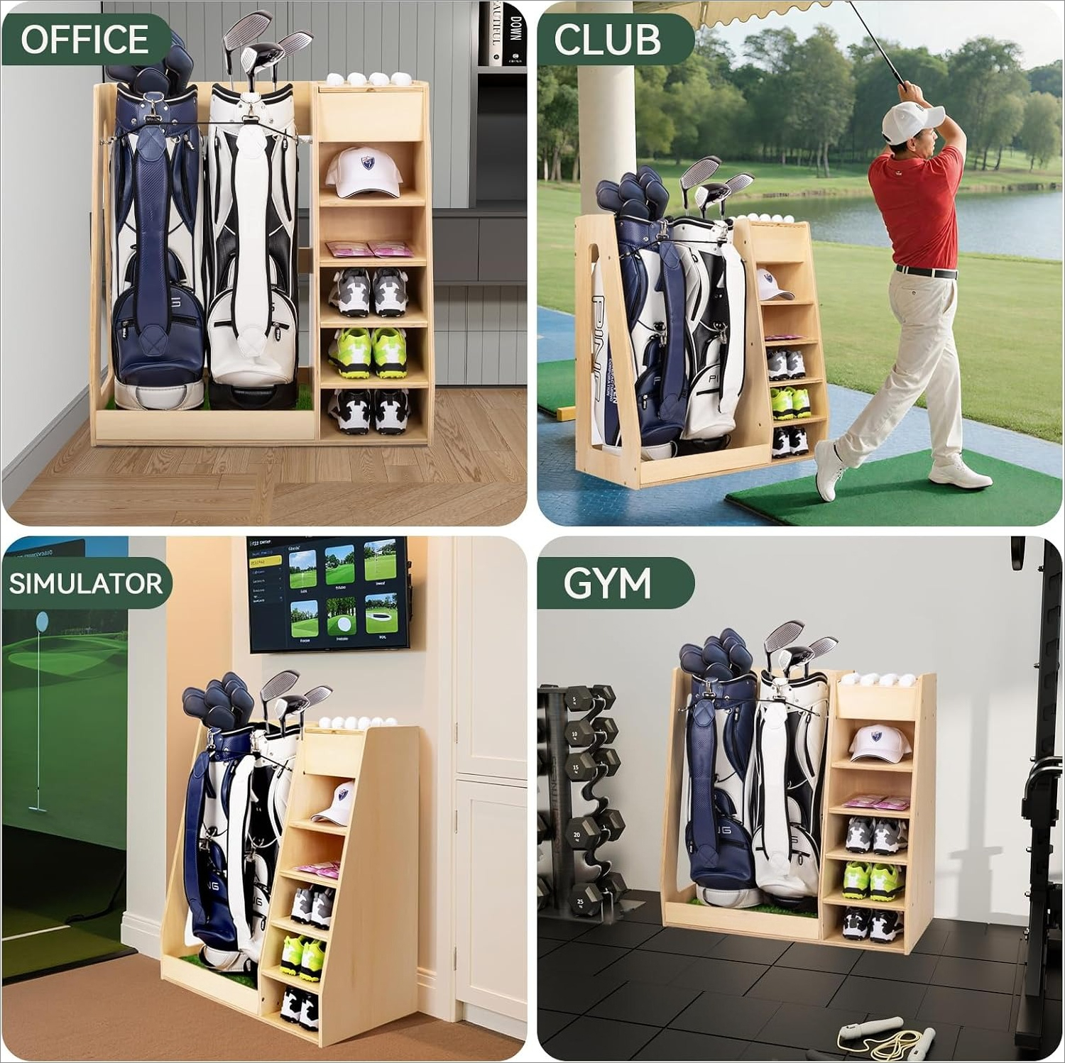 Premium Birch Plywood Golf Bag - Golf Equipment Organizer For Garage incelemesi ve fiyatı